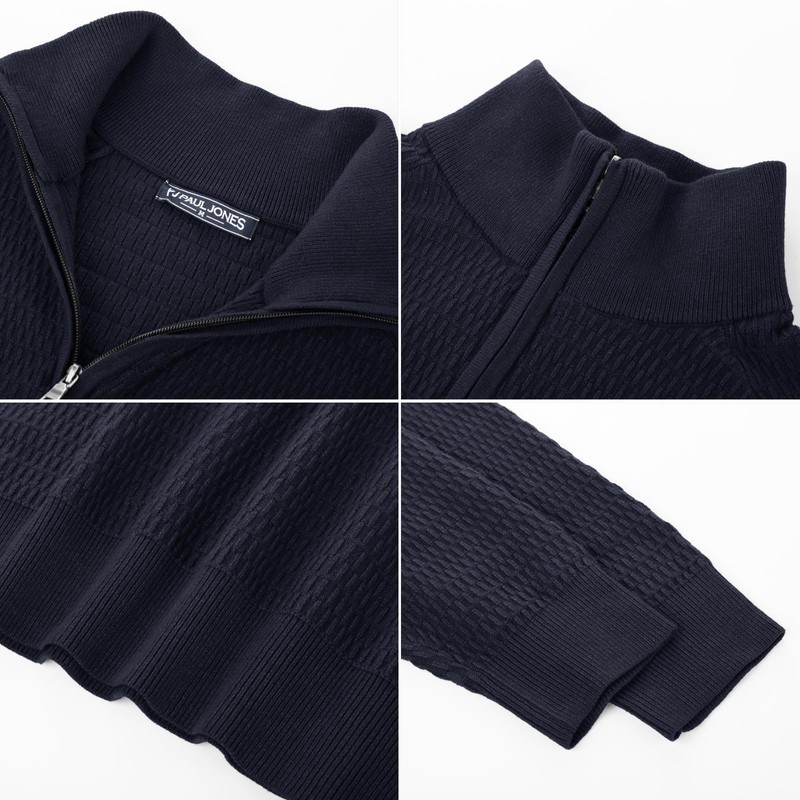 PJ PAUL JONES Men's Troyer Pullover with Zip Work Jumper