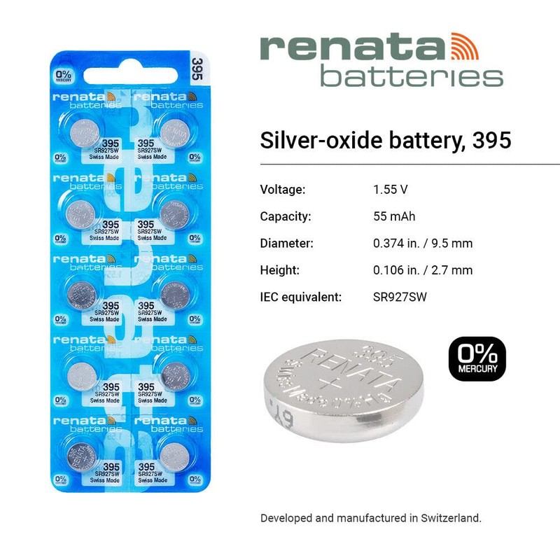 Renata 395 SR927SW Batteries - 1.55V Silver Oxide 395 Watch