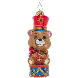 Christopher Radko Hand-Crafted European Glass Christmas Decorative Ornament, Tiny Teddy Drummer Boy