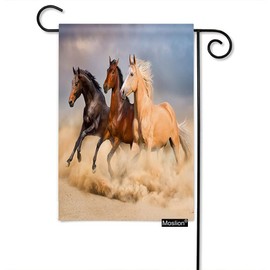 Moslion Running Horse Garden Flags Double Sided Wild Animal Horses Run in The Wind Sand Yard Flag 12.5x18 Inch Burlap Banners Home Decorative Outdoor Villa