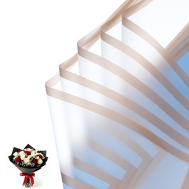 PATIKIL 20 Sheets Frosted Flower Wrapping Paper, Waterproof Gold Edge Bouquet Wrapping Paper Florist Supplies Packaging Paper for DIY Crafts Wedding Birthday Gift, Light Blue