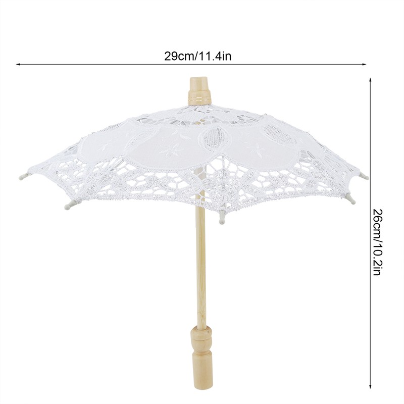 Bridal Umbrella Lace Cotton Embroidery Handmade Parasol Umbrella Wedding Supply(White