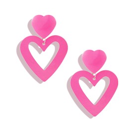 Pink Heart Errings for Women Heart Earrings for Womens Love Heart Dangle Earrings Pink Earrings for Party Prom for Womenfriend…