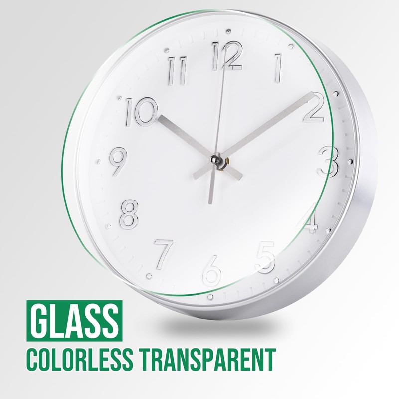 bakbrand Wall Clock Silent Modern Round Decor Clock Non-Ticking Battery