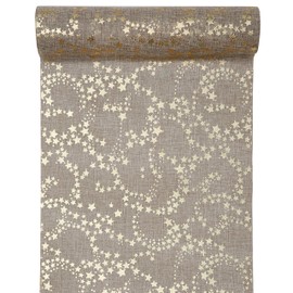 Santex 3 Meter Jute Tischläufer Weihnachten Sterne in HellbraunGold 30 cm [Breite]