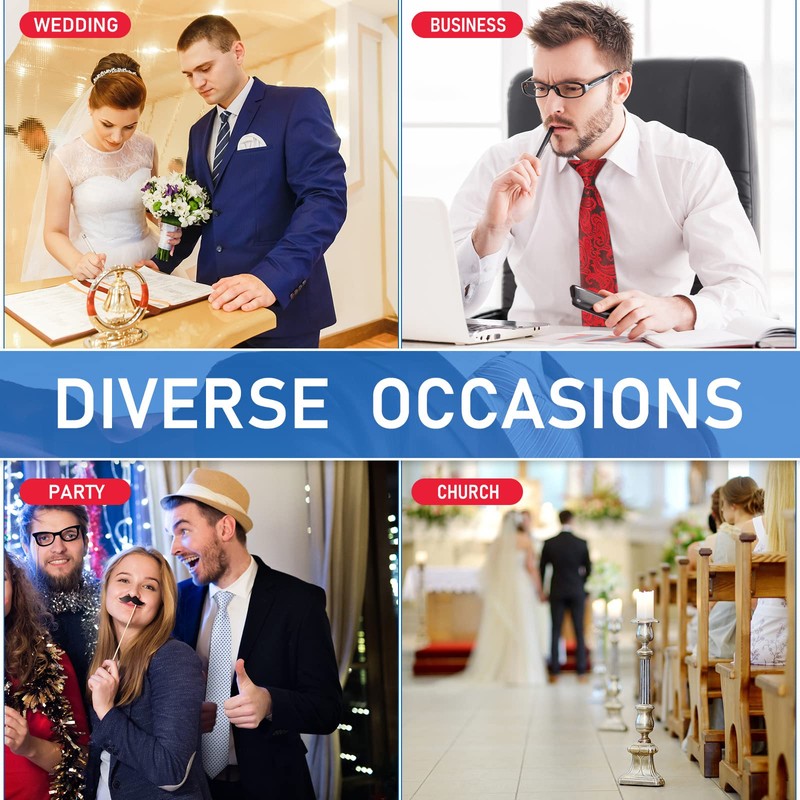 Janmercy 6 Pcs Clip on Tie for Men Clip on