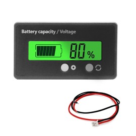 12V 24V 36V 48V Battery Meter, Waterproof Monitor Gauge Digital Voltmeter Testers, for 3S-26S Lithium Battery and Lead-Acid Batteries, for Most Cars, LCD Display Green Backlight.