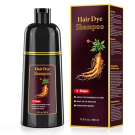 Champú tinte para el cabello castaño oscuro 400 ml/13.5 fl oz | Champú 3 en 1 para cubrir cabello gris, champú y cuidado, 20 minutos para obtener cabe
