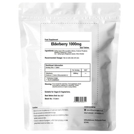 UKHealthHouse Elderberry Sambucus 5:1 Extract 1,000mg Tablets General Wellbeing Support Herbal Supplements for Men & Women Vegan Pills Tablet not Capsules or Powder (500 tabs)
