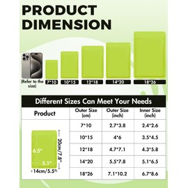 100 Pack Resealable Packaging Bags for Small Business Double-Sided Color Smell Proof Bags for Food Storage Flat Bags (Green, 5.5" x 7.8")