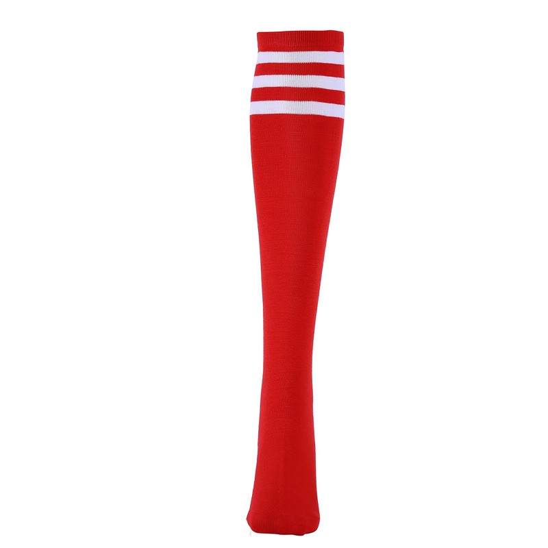Machiriyee Women's Red Knee High Socks with White Stripes