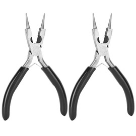 Piercing Pliers, Jewellery Pliers Set, 2 Pieces Round Pliers, Wire Cutter 4-in-1 Mini Precision Pliers, Wire Bending Pliers, Side Cutters for Wire Wrapping for Beads, Jewellery, Necklace, Repair