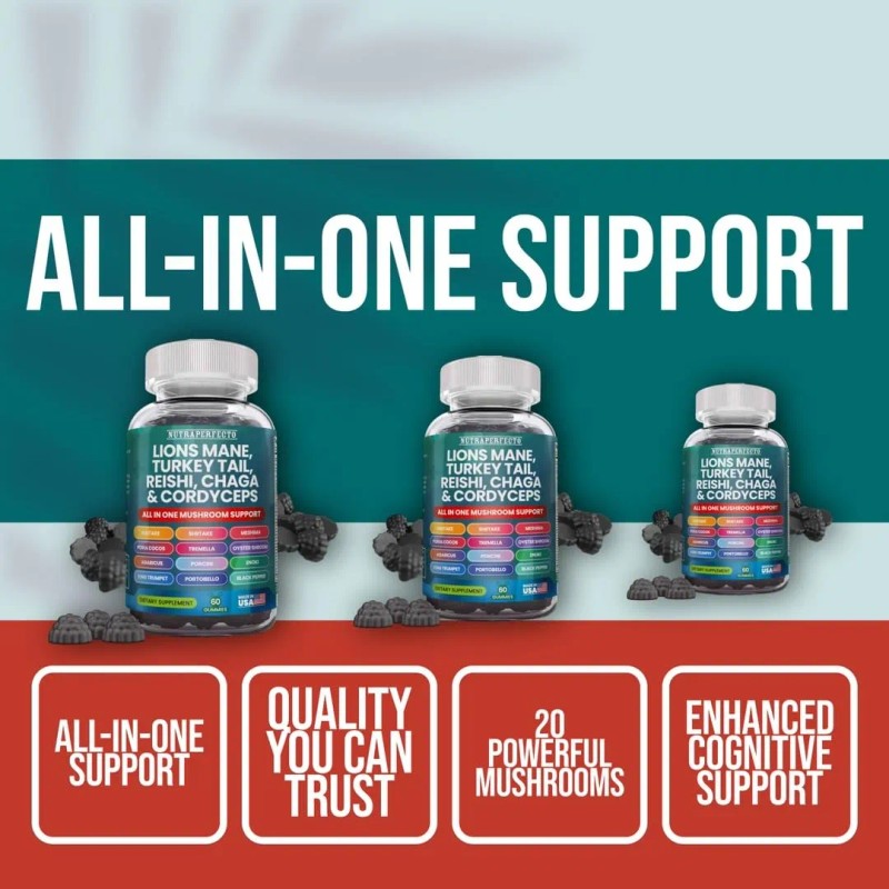 Gomitas Orgánicas De Hongos 20 En 1 Nutraperfecto