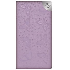 2025 Slim Wallet Diary Week to View Pink Textured Butterfly Design Silver Colour "25" Accent
