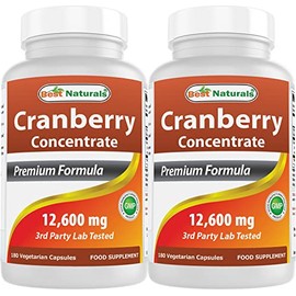 Best Naturals Cranberry 3X Strength, 12600 mg 180 Veggie Capsules (180 Count (Pack of 2))