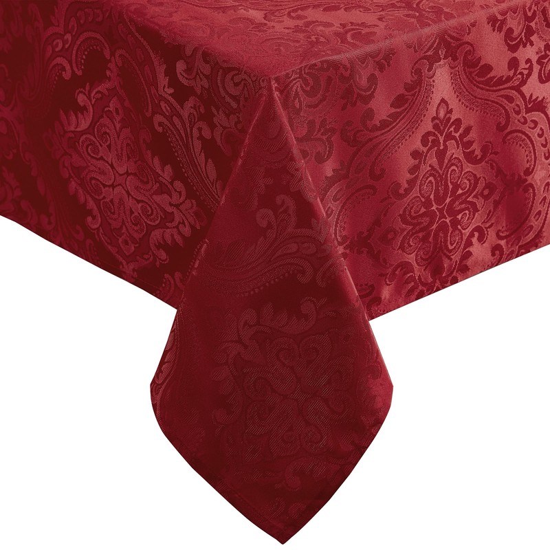 Elrene Damask Tablecloth, Polyester, Red, 52" x 52" (Square)