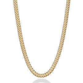 Miabella 18K Gold Over Sterling Silver Italian 4mm Mesh Link Chain Necklace for Women, 13+2.5, 16, 18, 20 Inch 925 Italy, Sterling Silver