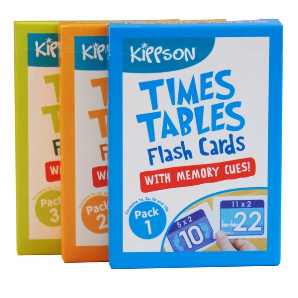 Kippson Times Tables Flash Cards with Memory Cues