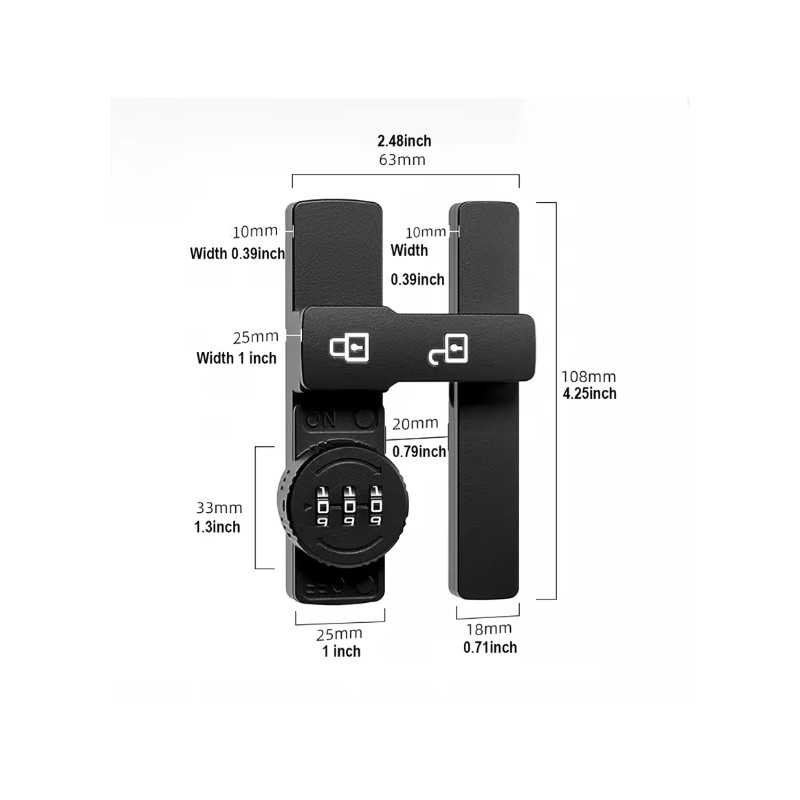 Toolzia Sliding Barn Door Lock - 3-Digit Combination Deadbolt