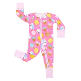 Little Sleepies Zippy Baby & Toddler Pajamas - Sleeper for Boys and Girls, Newborn Sleeper w/ 2-Way Zipper w/Mitten Cuffs, Made From Plant-Derived Viscose, Pink Cookies & Milk, 3T
