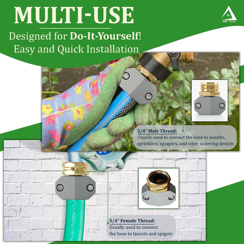 DBR Tech® Garden Hose Repair Kit, Fits 3/4 and 5/8