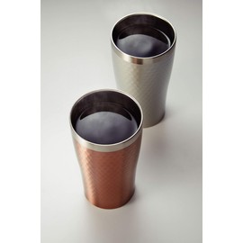 Maehata 29827 Thermo Tumbler, Pair of Silver & Bronze, Vacuum Insulated, Double Layer, Stainless Steel, Premiere Aoyama, Luxe, 11.5 fl oz (340 ml), Gift Wrapped (Navy Wrapped Paper)