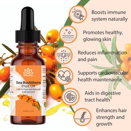 Relaxcation Sea Buckthorn Fruit Oil – Cold Pressed from Fruit Pulp, Pure Botanical Skincare for Face, Body & Hair, Lightweight Hydration, Rich in Omegas and Beta-Carotene (0.5 oz)