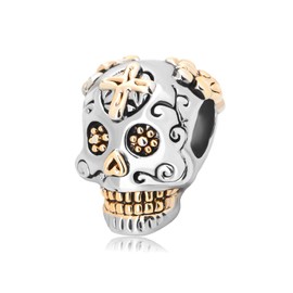 SBI Jewelry Women Sugar Skull Cross Love Heart Mexican Charms for Bracelets Dia De Los Muertos Bead Charm Grandma Cousin Mom Daughter Auntie Family Birthday Anniversary Mothers Day