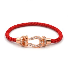 Bracelet Cord Women's Silver Horseshoe Bracelet Zirconia Horseshoe Braided Bangle Stainless Steel Hypoallergenic Men's Unisex All Season Accessory, Stainless Steel, Cubic Zirconia