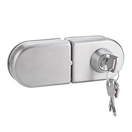 Stainless Steel Glass Door Lock, No Drill Anti-Theft Security Lock Glass Door Cabinet Lock with Keys Open/Close Home Hotel Bathroom