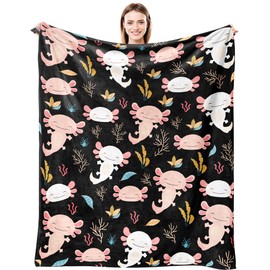 Axolotl Blanket Ultra Soft Flannel Merch Axolotl Throw Blanket Stuff Gifts for Axolotl Lovers Blankets for Girls Boys Kids Women Adults 80"X 60"
