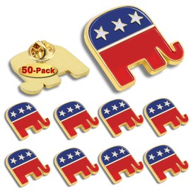 50 Pcs Republican elephant GOP Lapel pins Bluk -Grand Old Party Enamel Pins 2024 President Election Brooch Badge Pin Souvenir