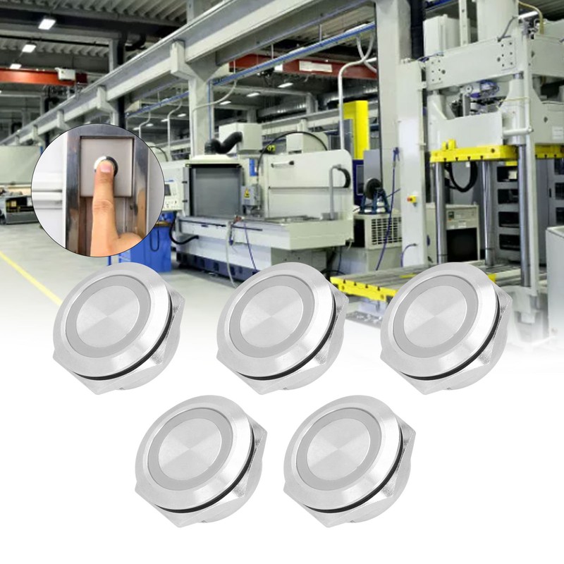 5Pcs Momentary Push Button Switch Metal Auto Reset Ultra Thin