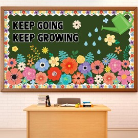 Wildflowers Back to School Bulletin Board Decorations Set Floral Flowers Bulletin Board Decor Keep Going Keep Growing Decor Floral Blackboard Borders Sunflowers Cutouts for Classroom Wall Decor