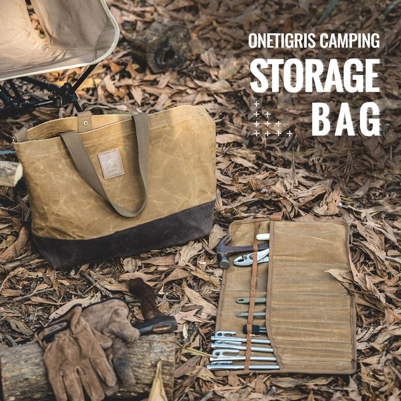 OneTigris Waxed Canvas Tool Tote Bag with Removable Tool Roll