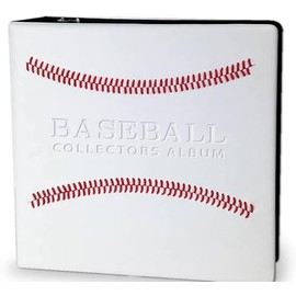 White Stitched Baseball Card Collectors 3-Ringed Album With 3" D-Rings