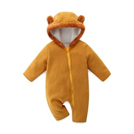 TITAREEY Infant Toddler Snowsuit Cute Baby Bear Suit Newborn Autumn Coat Hooded Jumpsuit for Boys Girls Yellow 6-9Month