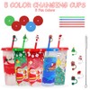 MOJMBSBY Pack of 5 Christmas Colour Changing Cups with Lid