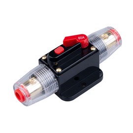60 AMP Circuit Breaker 60A Inline Fuse Holder Inverter Block DC 12V-24V Volt Manual Reset for Car Automotive Marine Boat Audio Solar System Protection