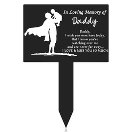 Roowest Dad Memorial Acrylic Grave Marker Memorial Stakes Remembrance Memorial Plaques for Outdoors Cemetery Plaques Waterproof Sympathy Garden Stake for Loss of Father Yard Father's Day Decorations
