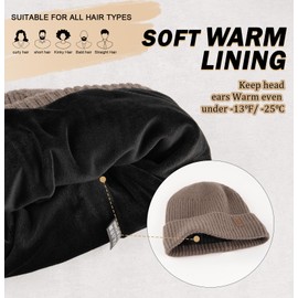 Wmcaps Knitted Hats for Men, Men's Winter Thermal Warm Fleece Running Hat Beanie Women's Men's Hat Winter, Windproof Winter Hat Men Lined and Padded Unisex Hat, khaki