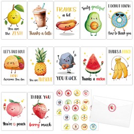 50Pcs Funny Thank You Cards With Envelopes & Stickers Employee Appreciation Cards Blank Inside Staff Cute Pun Cards for Coworkers Teachers Business Coworker Gratitude Assorted Greeting Cards 6x4In