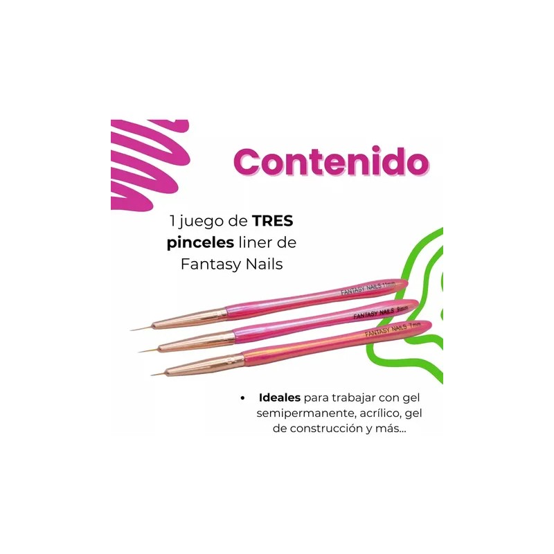 Set Pinceles Nail Art Fantasy Nails Liner Gel Uñas 3