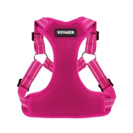 Best Pet Supplies Voyager Adjustable Dog Harness with Reflective Stripes for Walking, Jogging, Heavy-Duty Full Body No Pull Vest with Leash D-Ring, Breathable All-Weather - Harness (Fuchsia), XL