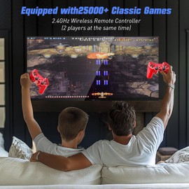 Retro Game Console, Wireless Retro Game Console, Plug & Play Video TV Game with 25000+ Built-in Games, 4K HDMI Output, and 2.4GHz Wireless Controller, 9 Classic Emulators (Red)