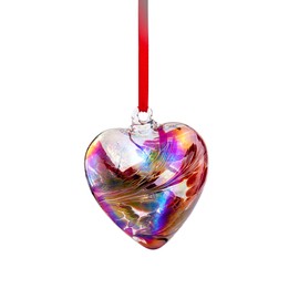 Friendship Birthstone HEART - Handmade Hanging Glass Birth Gem HEART - JANUARY Birthday - GARNET Shades - 8cm