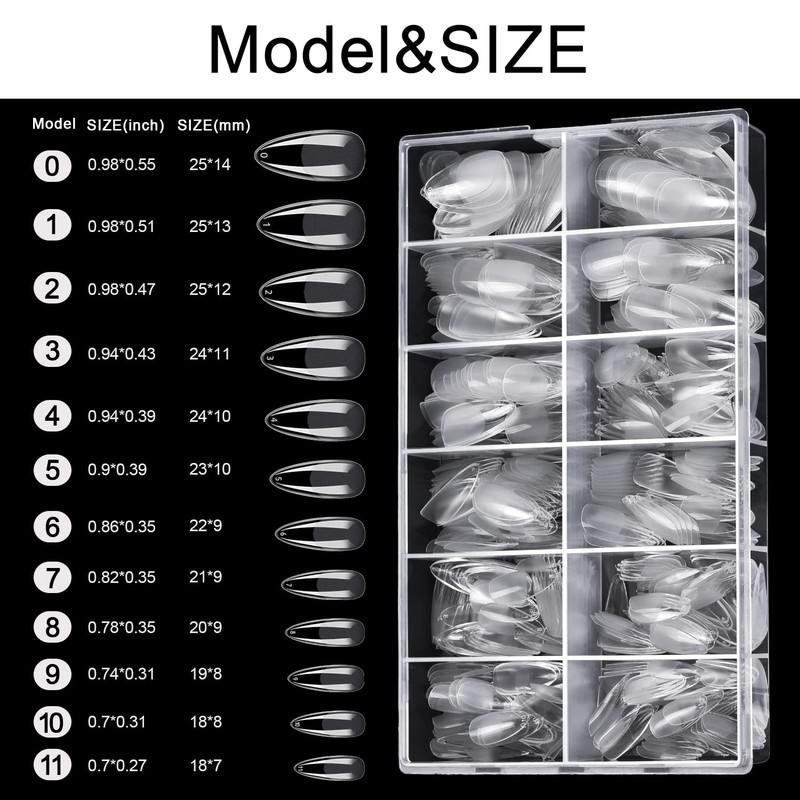 600Pcs Almond Nail Tips Full Cover, MORGLES Acrylic Nail Tips