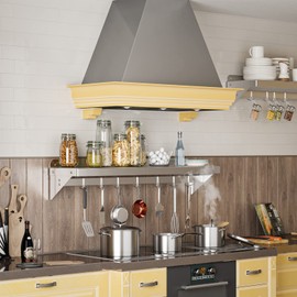 KYBOLT 12" x 48"Commercial Stainless Steel Wall Mounted Shelf with 7 Hooks for Hanging Pots and Pans - Ideal for Storage in Restaurants, Kitchens, Homes, and Hotels