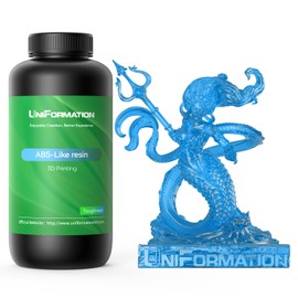UNIFORMATION ABS Like Resin Hard Tough 3D Printer Resin Photopolymer UV Curing 3D Resin Liquid with High Precision Suit for SLA/LCD/DLP Printing Functional Mechanical Print Clear Blue 1KG