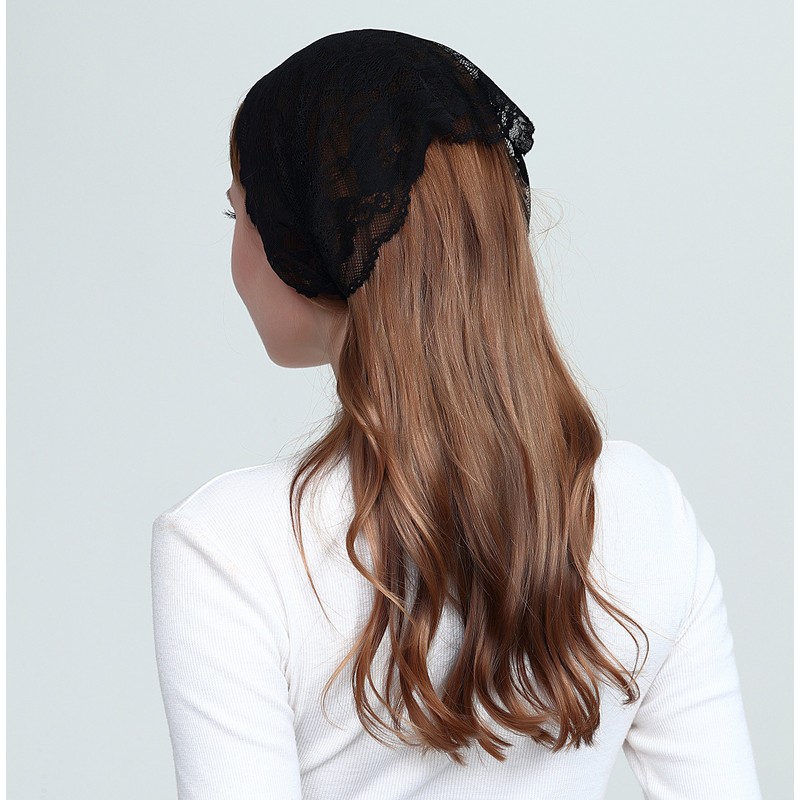 Vintage French Lace Headband Soft Headwrap Head Covering Church Veil
